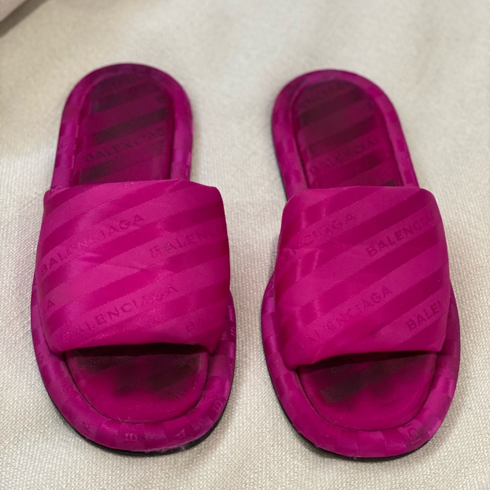 Authentic Balenciaga Hotel Logo Satin Slides